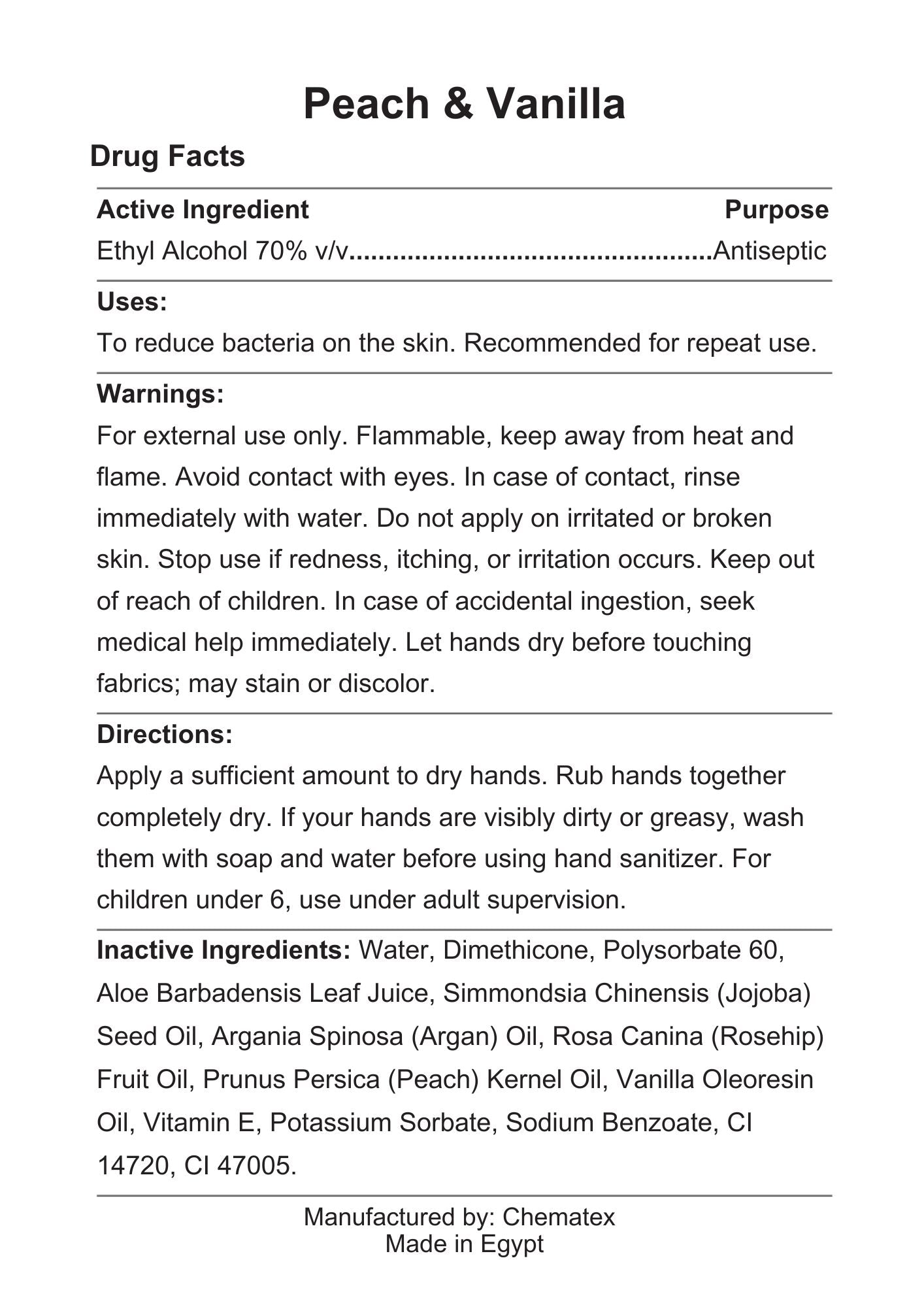 Peach & Vanilla full ingredient list